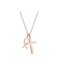Elli, Damen, Kette mit Anh&auml;nger &raquo;Halskette Kreuz Fisch Symbol Religion 925 Silber&laquo;, Rosegold, 55, Modische Halskette mit religi&ouml;ser Symbolik