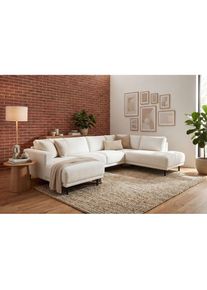 Home Affaire, Wohnlandschaft &raquo;Sveeva, U-Form, XXL, B.310 cm, schwarze Metallf&uuml;&szlig;e&laquo; langlebiger Webstoff, mit Wellenunterfederung, viele Farben, creme, 