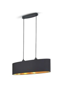 OTTO home, Pendelleuchte &raquo;Jerrett&laquo; E27 1 Stk. H&auml;ngeleuchte 2-flammig, Schirm schwarz und innen goldfarbig, schwarz matt, 2, schwarz matt