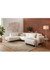 Home Affaire, Wohnlandschaft &raquo;Sveeva, U-Form, XXL, B.310 cm, schwarze Metallf&uuml;&szlig;e&laquo; langlebiger Webstoff, mit Wellenunterfederung, viele Farben, creme, 