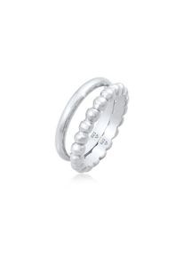 Elli, Damen, Ring-Set &raquo;Ring Bandring Basic Kugel Design (2 tlg.) 925 Silber&laquo;, Silber, 56, Zeitloses zartes Ring-Set f&uuml;r Damen