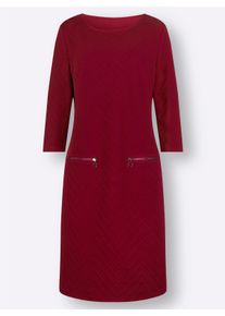Dames Bedrukte jurk van jersey-jacquard in donkerrood ,maat 40, WITT, 80% Polyester, 18% Viscose, 2% Elastan