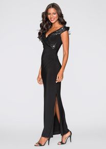 bonprix Jerseykleid mit Pailletten, schwarz, Gr.52/54 (XXL), Elegant und Sexy Abendkleid mit Glitzereffekt