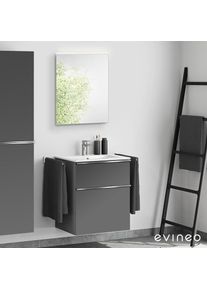 Lavabo Duravit ME by Starck avec meuble bas evineo ineo4 l: 63 cm, avec poign&eacute;e, avec miroir,, 233663AA00+BE0265AN+BEA009MI,