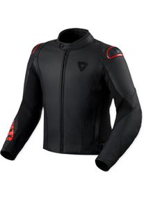 Revit Quadratic, leather jacket perforated , color: Black/Neon-Red , size: 54