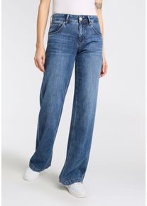 5-Pocket-Jeans Herrlicher "Edna Denim Light", Damen, Gr. 29, L&auml;nge 34, blau (worn), Denim/Jeans, Obermaterial: 50% Baumwolle, 40% Lyocell, 10% Modal, Jeans 5-Pocket-Jeans, mit ausgestelltem Bein