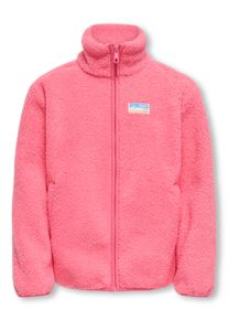 Fleecejacke KIDS Only "KOGEVA LIFE TEDDY JACKET CP OTW NOOS", M&auml;dchen, Gr. 128, pink (pink lemonade), Pl&uuml;sch, Obermaterial: 100% Polyester, unifarben, regular fit normal, elastischer Bund, Jacken Fleecejacke
