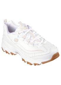 Sneaker Skechers "D'LITES-GOOD NEUTRAL", Damen, Gr. 35, wei&szlig; (wei&szlig;, beige), Leder, Schuhe Sneaker, Chunky Sneaker, Plateausneaker mit Memory Foam