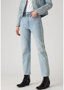 Levi's 7/8-Jeans LEVI'S "501 CROP", Damen, Gr. 27, L&auml;nge 26, silber (good as silber), Denim/Jeans, Obermaterial: 100% Baumwolle, Jeans 7/8-Jeans, mit Glitzerdetails an Seitenn&auml;hten