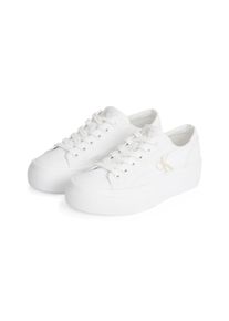 Plateausneaker Calvin Klein Jeans "VULC FLATFORM LOW CV MG", Damen, Gr. 38, Textil, wei&szlig;, unifarben, 23_1_Schuhe Plateausneaker, Schn&uuml;rschuh, Freizeitschuh, Halbschuh mit seitlichem Logo