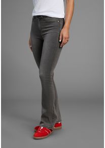 Bootcut-Jeans Arizona "Ultra Stretch", Damen, Gr. 100, K + L Gr, grau (grau used), Denim/Jeans, Obermaterial: 63% Baumwolle, 32% Polyester, 5% Elasthan, eng lang, Jeans Bootcut-Jeans, ausgestellte Beinform, Used-Waschung, hohe Leibh&ouml;he