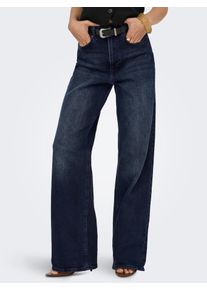 High-waist-Jeans Only "ONLJUICY HW WIDE DNM REA929 NOOS", Damen, Gr. 29, L&auml;nge 30, blau (blau schwarz denim), Denim/Jeans, Obermaterial: 98% Baumwolle, 2% Elasthan, unifarben, slim fit, Jeans High-waist-Jeans, Topseller