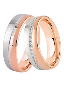 Trauring DOOSTI "Schmuck Geschenk Silber 925 Trauring Ehering Partnerring LIEBE" Gr. 60, rosa (ros&eacute;goldfarben, silberfarben), Fingerringe, Damen, 60,mit Zirkonia, Silber 925 (Sterlingsilber), 6mm, Trauring, wahlweise mit oder ohne Zirkonia