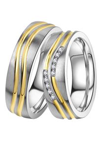Trauring DOOSTI "Schmuck Geschenk Edelstahl Trauring Ehering Partnerring LIEBE" Gr. 52, gold (edelstahlfarben, gelbgoldfarben), Fingerringe, Damen, 52,mit Zirkonia, Edelstahl, 6mm, Trauring, Made in Germany, wahlweise mit oder ohne Zirkonia