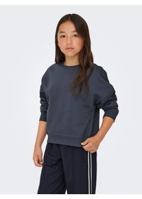Sweatshirt KIDS Only "KOGSWEAT L/S CREW OVERSIZE SWT NOOS", M&auml;dchen, Gr. 146/152, blau (ombre blau), Sweatware, Obermaterial: 60% Baumwolle, 40% Polyester, unifarben, Basic, loose fit h&uuml;ftlang, Rundhals, Rippb&uuml;ndchen, Sweatshirts Sweatshirt