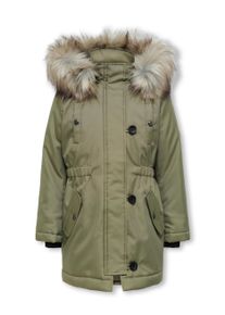 Winterjacke KIDS Only "KOGIRIS FUR PARKA OTW", M&auml;dchen, Gr. 146, gr&uuml;n (aloe), Web, Obermaterial: 100% Polyester, unifarben, bequem Po-bedeckend, abgesteppte Kante mit Windstopper, Jacken Winterjacke, mit elastischem Taillengummi