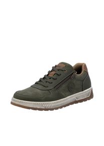 Sneaker Rieker, Herren, Gr. 47, gr&uuml;n (khaki, braun), Lederimitat, unifarben mit Farbeinsatz, Schuhe Sneaker, Freizeitschuh, Halbschuh, Schn&uuml;rschuh mit Kontrastbesatz