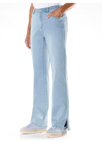 Dames Jeans met wijde pijpen en split in blue-bleached ,maat 38, WITT, 81% Katoen, 17% Polyester, 2% Elastan