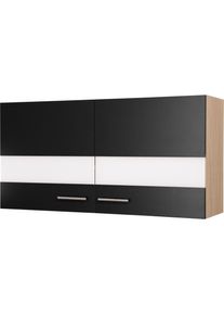 respekta, H&auml;ngeschrank &raquo;Merle&laquo; Breite 110 cm, mit Soft-Close Funktion, Stangengriffe aus Metall, Schwarz, Eiche S&auml;gerau Nachbildung - B/H/T: 110 cm x 