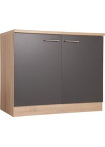 respekta, Sp&uuml;lenschrank &raquo;Merle&laquo; Breite 100 cm, mit Soft-Close Funktion, Stangengriffe aus Metall, Grau, Eiche S&auml;gerau Nachbildung - B/H/T: 100 cm x 