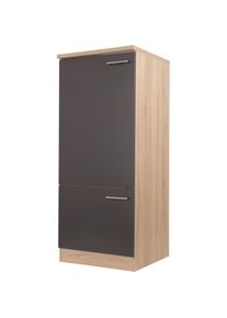 respekta, K&uuml;hlumbauschrank &raquo;Merle&laquo; Breite 60 cm, T&uuml;ren wechselseitig anschlagbar, Griffe aus Metall, Grau, Eiche S&auml;gerau Nachbildung - B/H/T: 60 cm x 