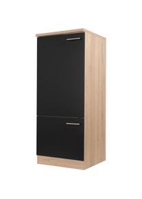respekta, K&uuml;hlumbauschrank &raquo;Merle&laquo; Breite 60 cm, T&uuml;ren wechselseitig anschlagbar, Griffe aus Metall, Schwarz, Eiche S&auml;gerau Nachbildung - B/H/T: 60 cm