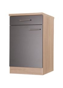 respekta, Unterschrank &raquo;Merle&laquo; Breite 50 cm, mit Soft-Close Funktion, Stangengriffe aus Metall, Grau, Eiche S&auml;gerau Nachbildung - B/H/T: 50 cm x 84,8 