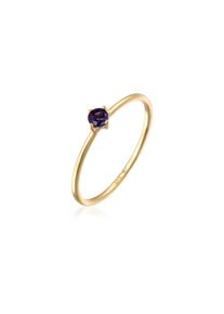 Elli Premium, Damen, Silberring &raquo;Ring Solit&auml;r mit Lolite Edelstein Lila 375 Gelbgold&laquo;, Violett, 54, Solit&auml;r Ring f&uuml;r Damen mit Edelstein