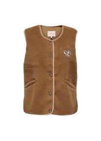 Only, Damen, Pl&uuml;schweste &raquo;ONLBABY LIFE TEDDY VEST PNT CS&laquo; Kunstfaser Pl&uuml;sch, Toasted Coconut Detail:LEO HEART BATCH, XL, Kuschelige Weste von Only