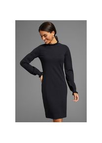 Laura Scott, Damen, Strickkleid aus Viskosemischung mit femininem R&uuml;schendetail, schwarz, 40 - N-Gr, Elastische Viskosemischung f&uuml;r hohen Tragekomfort