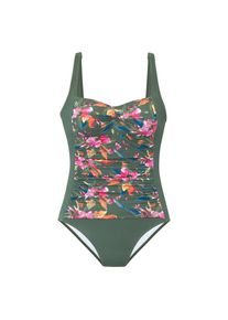 Lascana, Damen, Badeanzug &raquo;Malia&laquo; mit tropischem Print und Shaping-Effekt, oliv bedruckt, 44 - Cup D, Floraler Einsatz