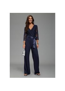 Laura Scott, Damen, Jumpsuit mit Spitzenoberteil und Satin-Bindeg&uuml;rtel, navy, N-Gr, 42 - N-Gr, navy, Spitzenoverall von Laura Scott