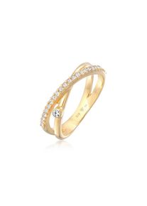 Elli, Damen, Silberring &raquo;Ring Wickelring X Glamour 925 Silber, mit Kristallen von Swarovski &laquo;, Gold, 52, Au&szlig;ergew&ouml;hnlicher X Ring f&uuml;r Damen