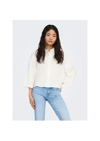 Jacqueline de Yong JDY, Damen, Hemdbluse &raquo;THEIS LIFE 3/4 CROP SHIRT WVN NOOS&laquo; Baumwolle, regular fit, Cloud Dancer, S, Kurze und l&auml;ssige Bluse von JDY