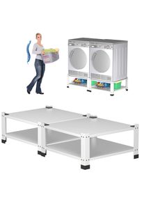 2 PACK Washing Machine Base With Storage Shelf 800Lbs Load Capacity Heavy Duty Washer and Dryer Stand