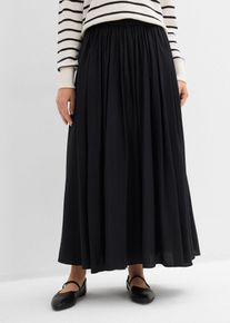 bonprix Femei Fustă maxi din mix fluid cu viscoză, negru, 48