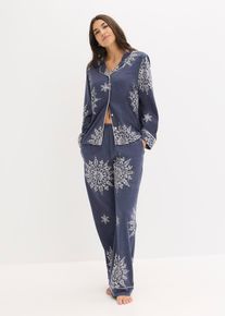 Pyjamas med knappsl&aring; - bl&aring; - storlek 56/58 (3XL) - bonprix