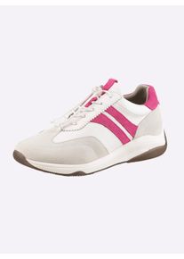Heine Dames Sneaker in wit/pink ,maat 37, Witt, 100% Runderleer