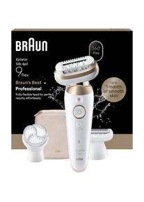 Braun, Epilierer &raquo;Silk-&eacute;pil 9 SES9-060 3D&laquo; 360&deg; Flex, Wet & Dry, SmartLight, Rasieraufsatz, Trimmeraufsatz, wei&szlig;/gold, Angenehm: Der Pr&auml;zisionsgriff 