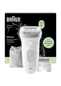 Braun, Epilierer &raquo;Silk-&eacute;pil 7 SE7-041&laquo; Wet & Dry, breiter Kopf, inklusive Rasieraufsatz und Trimmeraufsatz, wei&szlig;/silber, Effizient: Unsere Epilierer 