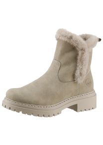 Winterstiefelette Rieker, Damen, Gr. 37, beige (hellbeige), Nubuklederimitat, Schuhe Winterstiefelette, Winterboots, Profilsohle, Blockabsatz, mit Innen-Rei&szlig;verschluss