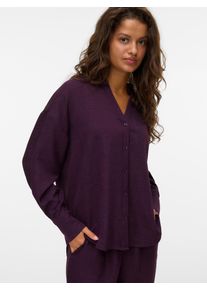 V&eacute;ro Moda Langarmbluse VERO MODA "VMMELANEY QUEENY LS SHIRT WVN NOOS", Damen, Gr. L, rot (winetasting), Web, Obermaterial: 100% Polyester, unifarben, loose fit Po-bedeckend, V-Ausschnitt, Blusen Langarmbluse, Kunstfaser, loose fit