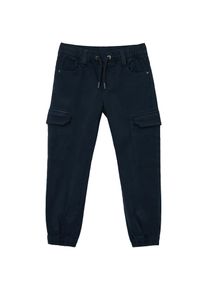 Cargohose s.Oliver JUNIOR, Jungen, Gr. 116, N-Gr, blau (blaureg), Web, Obermaterial: 98% Baumwolle, 2% Elasthan, unifarben, regular fit kn&ouml;chellang, Hosen Cargohose, mit Taschen