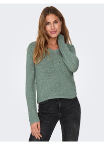 V-Ausschnitt-Pullover Only "ONLGEENA L/S V-NECK KNT NOOS", Damen, Gr. XS, gr&uuml;n (lilypad), Strick, Obermaterial: 65% Polyacryl, 35% Polyamid, unifarben, normal, V-Ausschnitt, Pullover V-Ausschnitt-Pullover