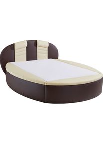 Rundbett, braun (dunkelbraun, vanille), B:180cm L:230cm, Bezug Bett: Kunstleder;Bonnell-Federkernmatratze: 51% Polypropylen, 39% Polyester, 10% Baumwolle;Kaltschaummatratze: 100% Polyester, Bezug abnehm- und waschbar bis 60C, Westfalia Schlafkomfort, Betten, Rundbett, mit Bettkasten