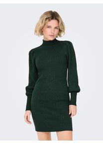 Strickkleid Only "ONLKATIA L/S DRESS KNT NOOS", Damen, Gr. XL, N-Gr, gr&uuml;n (june bug), Strick, Obermaterial: 50% Viskose, 27% Nylon, 23% Polyester, unifarben, regular fit ca. Mitte Oberschenkel, hoch geschlossener Ausschnitt, Puff&auml;rmel Rippb&uuml;ndchen, Kleider Strickkleid, Viskosemischung