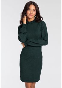 Strickkleid Laura Scott, Damen, Gr. 44, N-Gr, Langarm, Strick, gr&uuml;n (petrol, melange), Strick, Obermaterial: 50% Viskose, 28% Polyester, 22% Polyamid, clean, unifarben, sehr figurbetont mini, Rundhals, R&uuml;schen, Kleider Strickkleid, aus Viskosemischung mit femininem R&uuml;schendetail, Topseller
