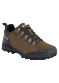Wanderschuh Jack Wolfskin "REFUGIO TEXAPORE LOW M", Herren, Gr. 48, braun (braun, phantom), Leder, Textil, Schuhe Wanderschuh, wasserdicht, Trekkingschuh