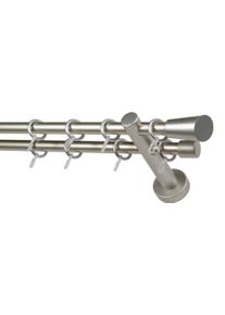 Gardinenstange Garesa "MOLIS", silber (mattchromfarben), L:450cm &Oslash;:20mm, Aluminium, Holzwerkstoff, Metall, Gardinenstangen, Gardinenstange, Vorhanggarnitur, verl&auml;ngerbar, Wandmontage, mit Ringe/2 Lauf Gleiter