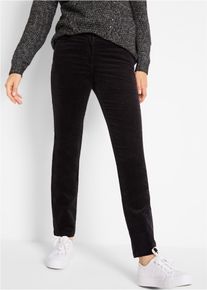 Cordhose bonprix "Stretch-Cordhose, Straight", Damen, Gr. 36, N-Gr, schwarz, Cord, Obermaterial: 98% Baumwolle, 2% Elasthan, unifarben, slim fit lang, Hosen Cordhose, aus Stretch-Material, Slim Fit, mit Eingrifftaschen